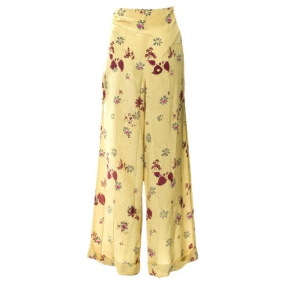 Valentino Floral Print Silk Wide Leg Pants New with Tags IT 44  US 8 NWT - Picture 6 of 15